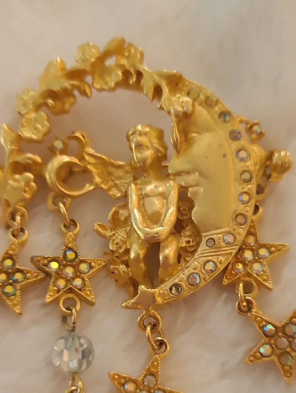 Kirk's Folly Gold-Tone Moon & Star Pendant Brooch - Gold